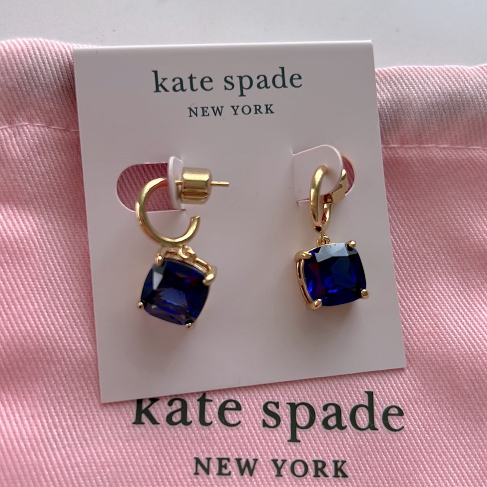 Authentic NWT kate spade Earrings deep blue gem studs